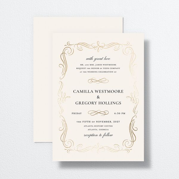 Antique Fairytale Wedding Invitations Gold Champagne Signature No