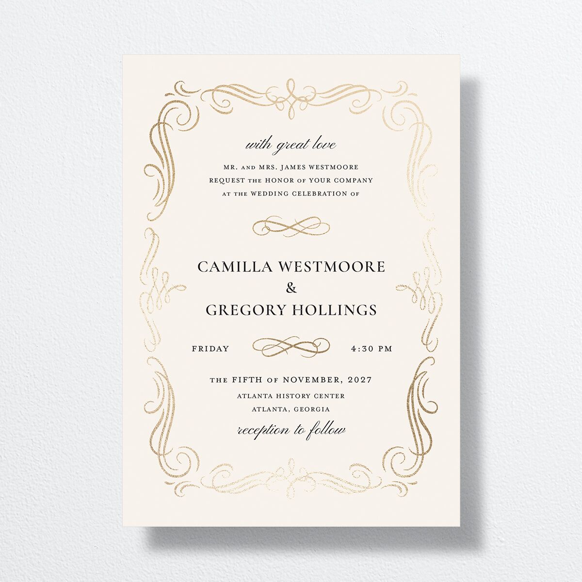Antique Fairytale Wedding Invitations Gold Champagne Signature No