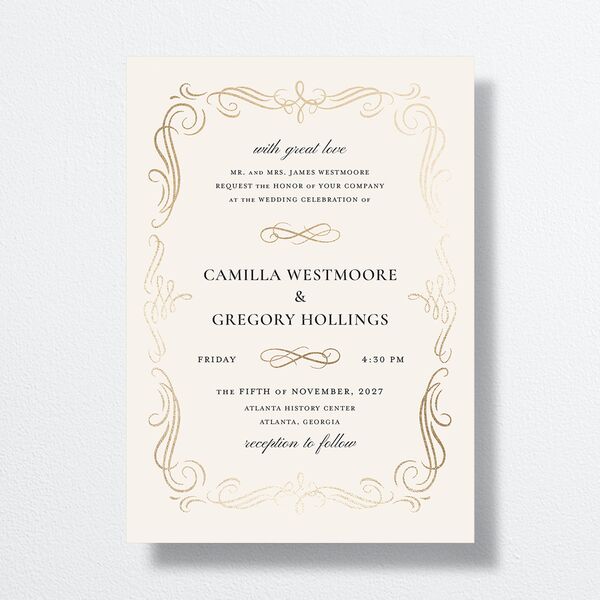 Antique Fairytale Wedding Invitations Gold Champagne Signature No