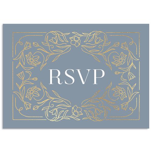 Floral Opulence Foil Wedding Response Cards Gold Navy Signature Standard