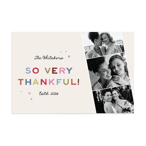 Very Merriest Retro Christmas Thank You Postcards Linen