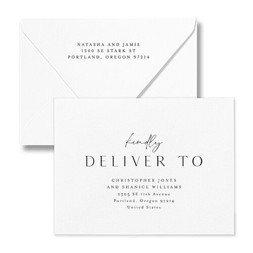 Simple Gallery Save the Date Magnet Euro Envelopes Pure White White Recipient Address Luxe Signature