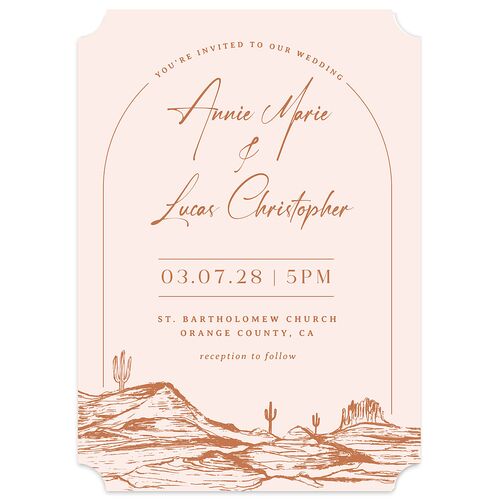 Western Cactus Wedding Invitations Terracotta Signature Blank No Ticket