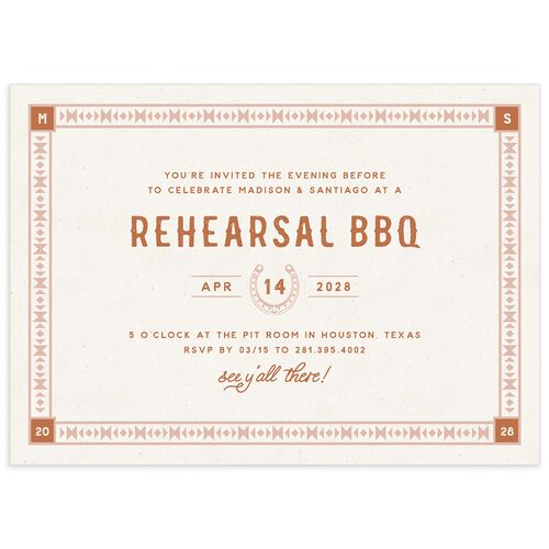 Hitched in Texas Rehearsal Dinner Invitations Terracotta Signature