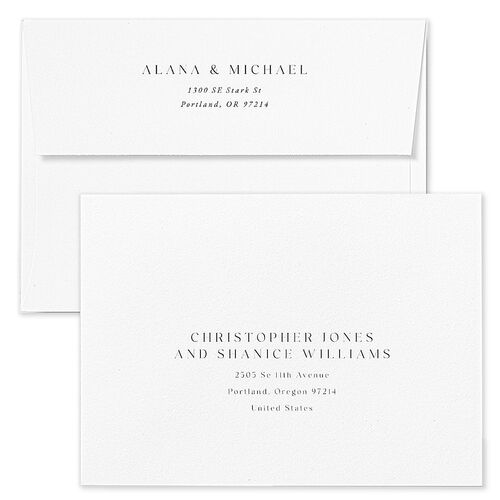 Landscape Gallery Wedding Invitation Envelopes White Pale Blue Both Recipient and Return Addresses Standard Signature