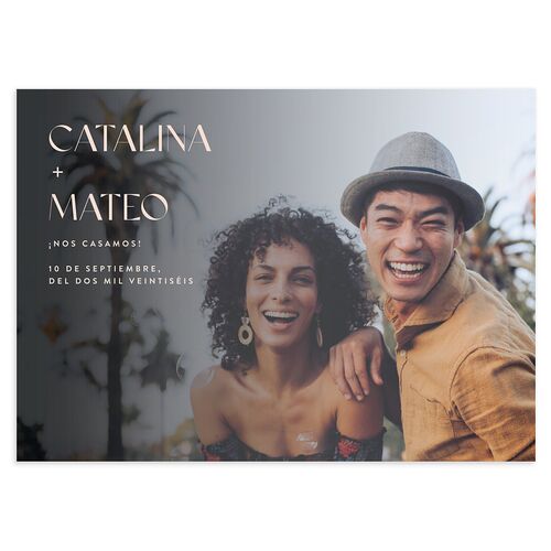 Santa Cruz Bilingual Foreign Language Save The Date Cards Crimson Signature smooth Blank No Standard