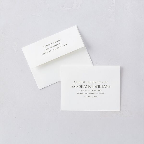 Elegant Sidebar Images Save the Date Magnet Envelopes White Thyme Both Recipient and Return Addresses Signature Standard