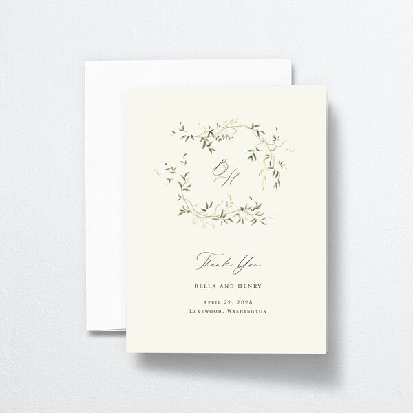 Dainty Fairytale Greenery Thank You Cards Hunter Green