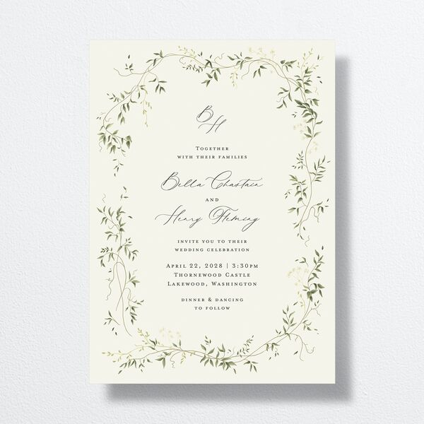 Dainty Fairytale Greenery Wedding Invitations Hunter Green Signature No
