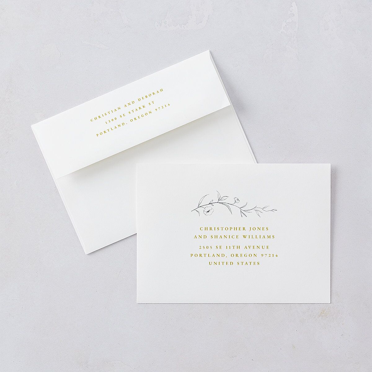 Graceful Botanical Wedding Invitations Gold Signature Blank No Standard
