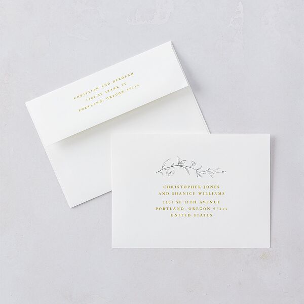 Graceful Botanical Wedding Invitations Gold Signature Blank No Standard