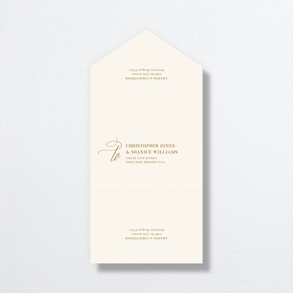 Photo Flourish All-in-One Wedding Invitations Marigold Signature Light Both Recipient and Return Addresses No
