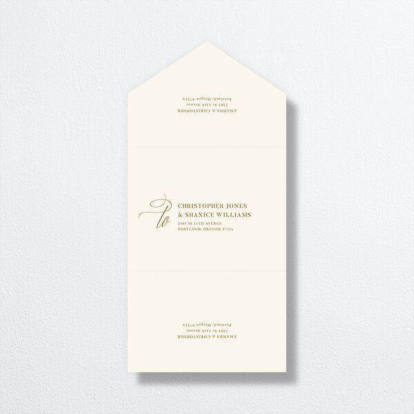 Photo Flourish All-in-One Wedding Invitations Marigold Signature Light Both Recipient and Return Addresses No