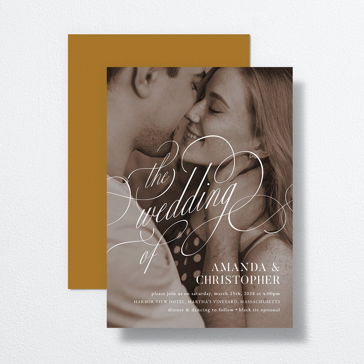 Photo Flourish Wedding Invitations Marigold Signature No