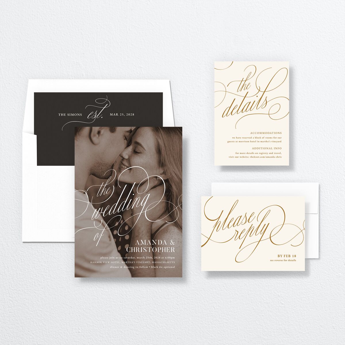 Photo Flourish Wedding Invitations Marigold Signature No