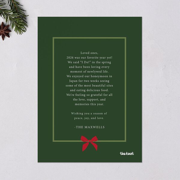 Simple Frame Photo Accent Holiday Cards Hunter Green Signature Blank Standard