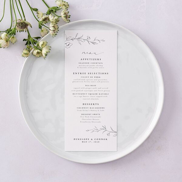 Graceful Botanical Menus Shadow Gray Signature