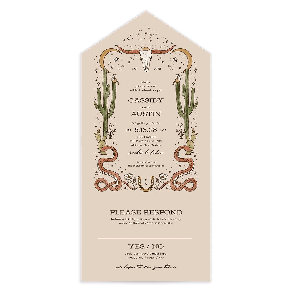 Southwestern Nouveau All-in-One Wedding Invitations