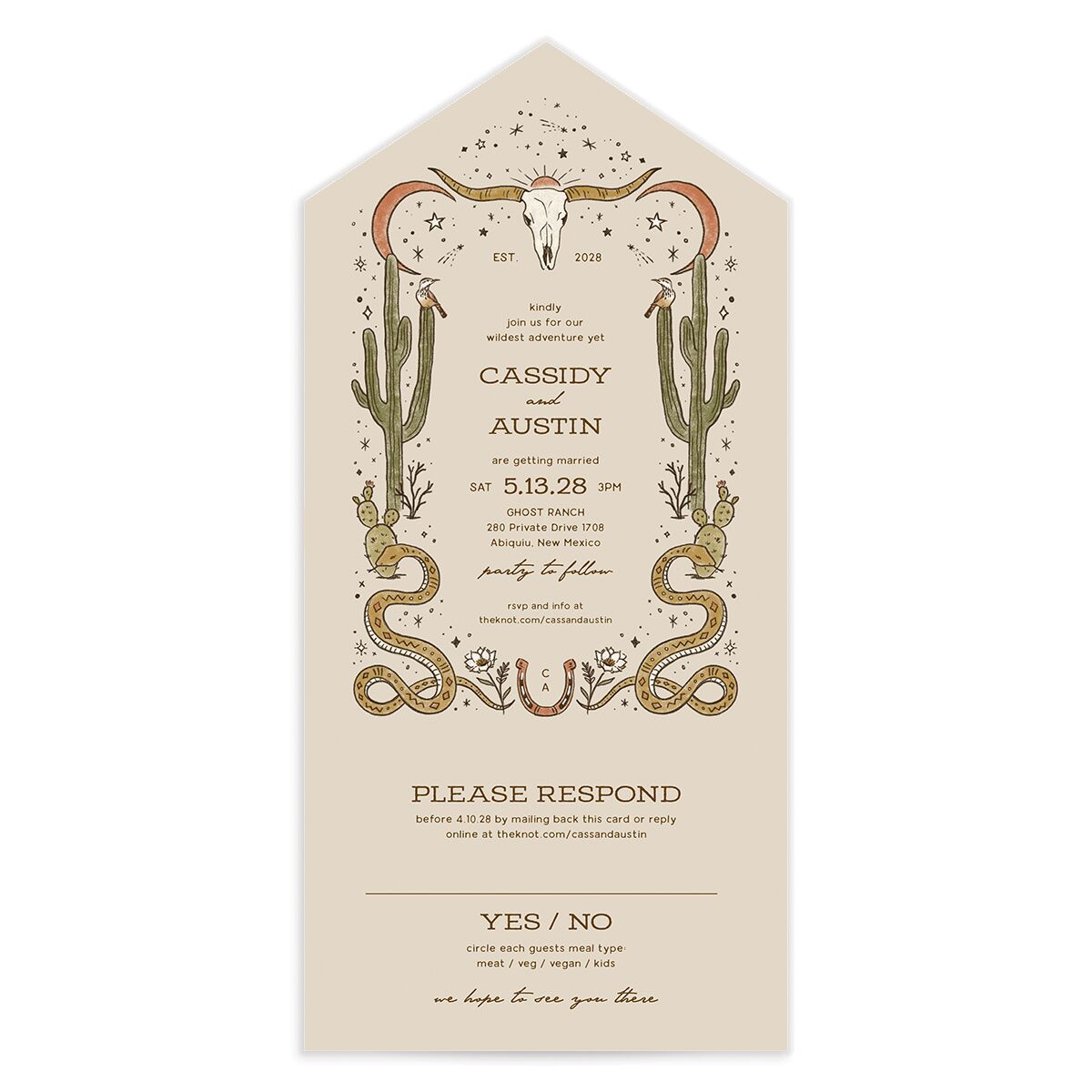 Southwestern Nouveau All-in-One Wedding Invitations