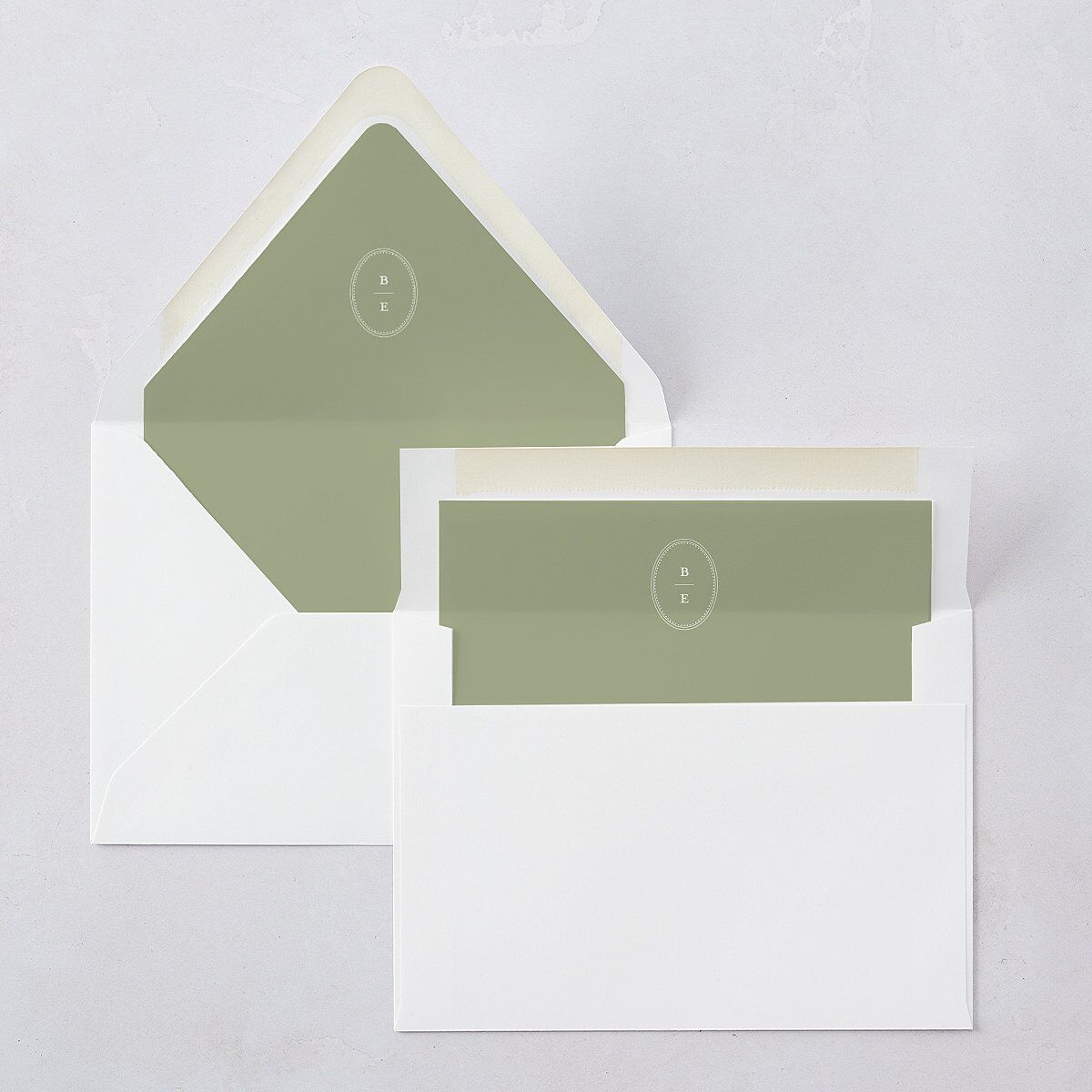 Vintage Oval Monogram Euro Envelope Liners Thyme Luxe