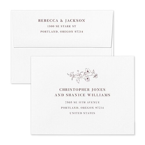 Elegant Minimal Save the Date Petite Card Envelopes Kraft Merlot Recipient Address Signature Standard