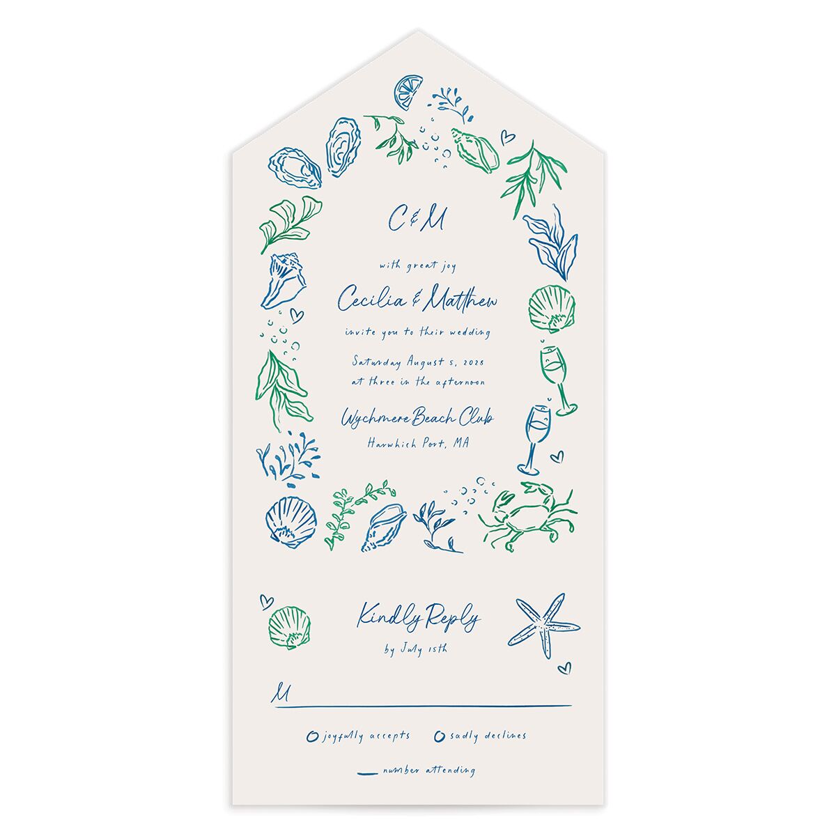 Nautical Border All-in-One Wedding Invitations