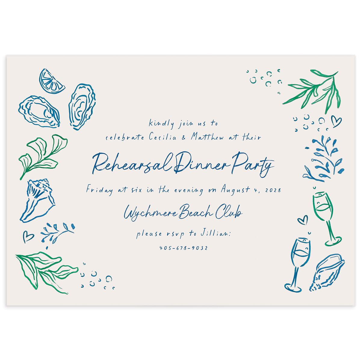 Nautical Border Rehearsal Dinner Invitations