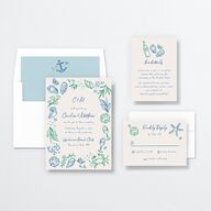 Nautical Border Wedding Invitations French Blue Signature No