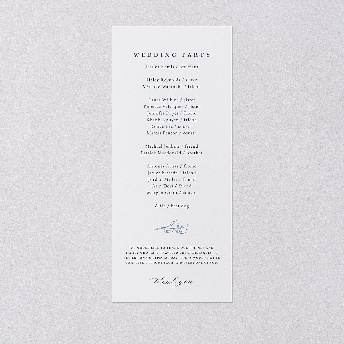 Classic Floral Wedding Programs Dusty Blue Signature