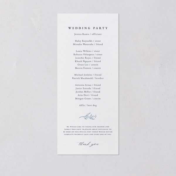 Classic Floral Wedding Programs Dusty Blue Signature