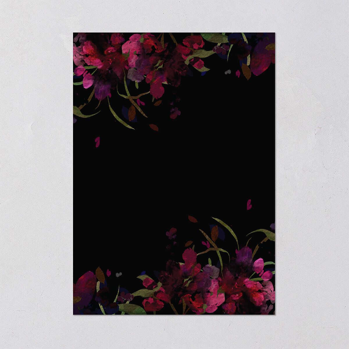 Midnight Floral Rehearsal Dinner Invitations Raspberry Signature Blank Standard