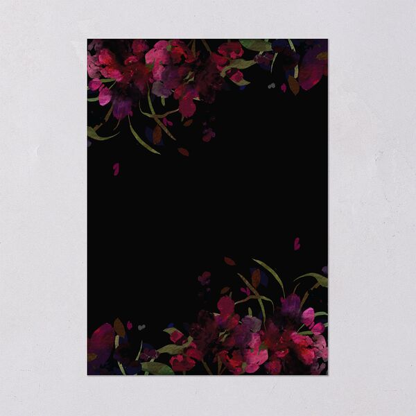 Midnight Floral Rehearsal Dinner Invitations Raspberry Signature Blank Standard