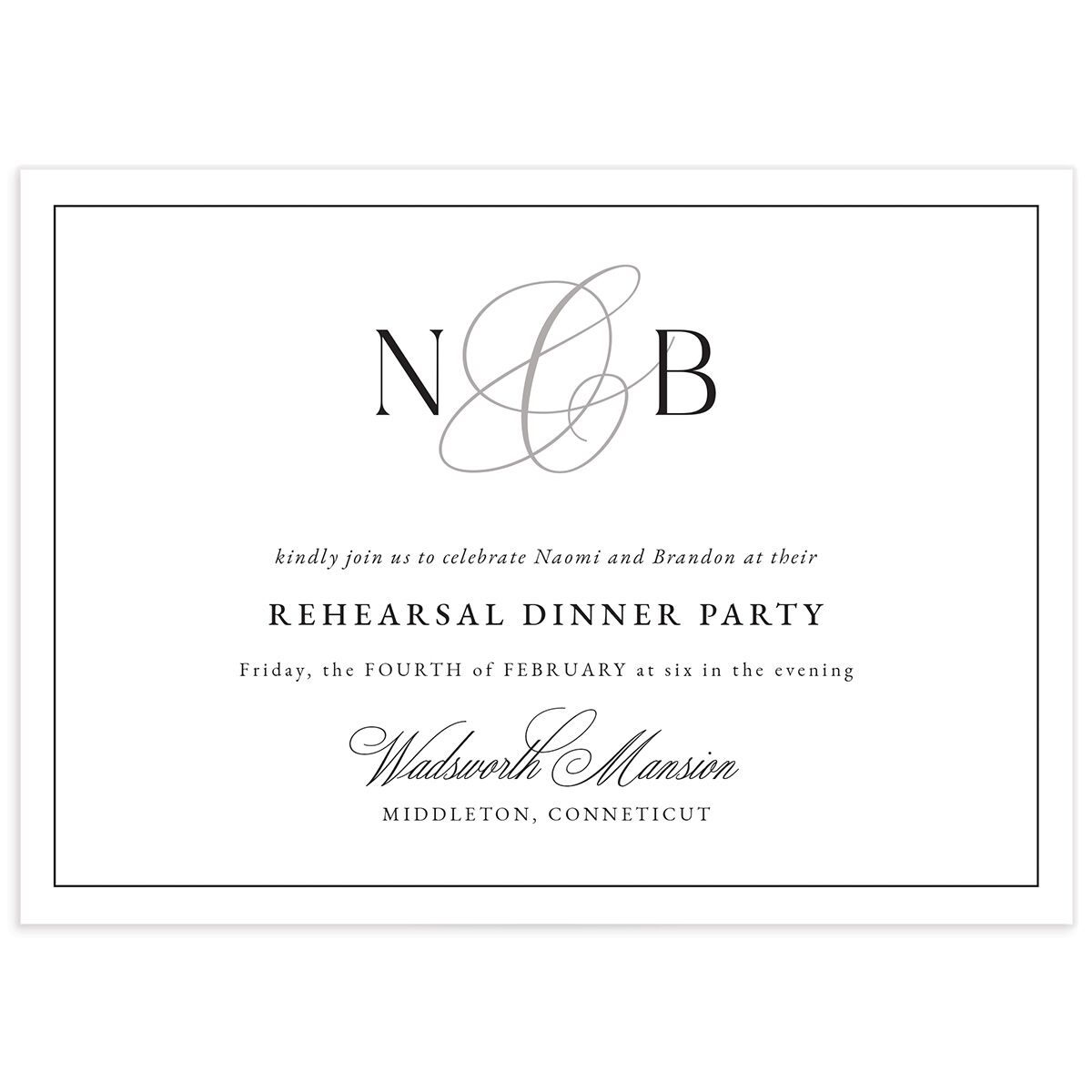Romantic Ampersand Rehearsal Dinner Invitations
