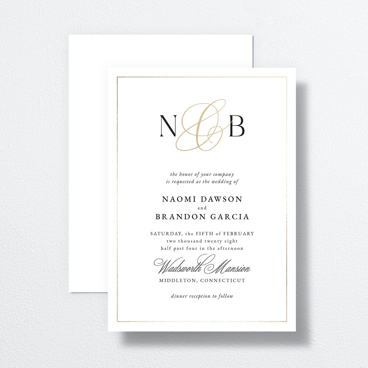 Romantic Ampersand Wedding Invitations Pure White Gold No Signature