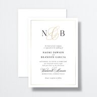 Romantic Ampersand Wedding Invitations Pure White Gold No Signature