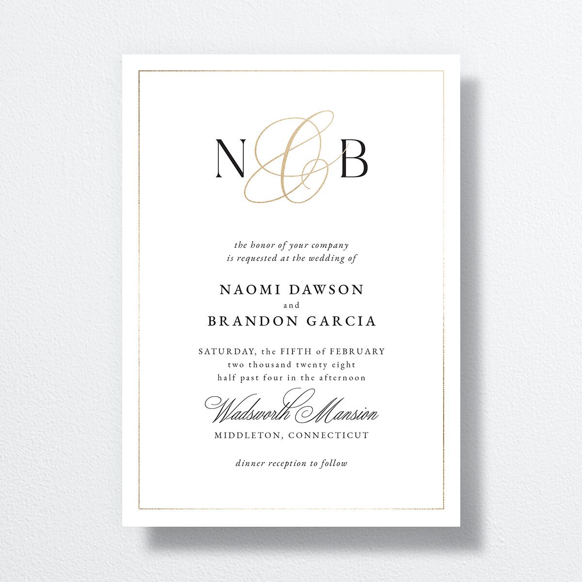 Romantic Ampersand Wedding Invitations Pure White Gold No Signature