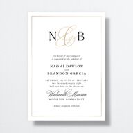 Romantic Ampersand Wedding Invitations Pure White Gold No Signature