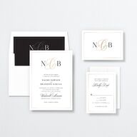 Romantic Ampersand Wedding Invitations Pure White Gold No Signature