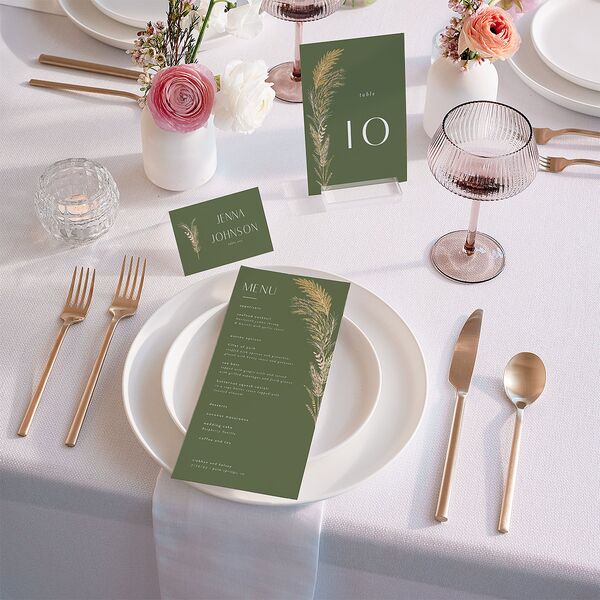 Regal Pampas Table Numbers Gold Deep Olive Signature