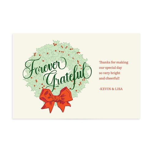 Vintage Holiday Wreath Thank You Postcards Hunter Green