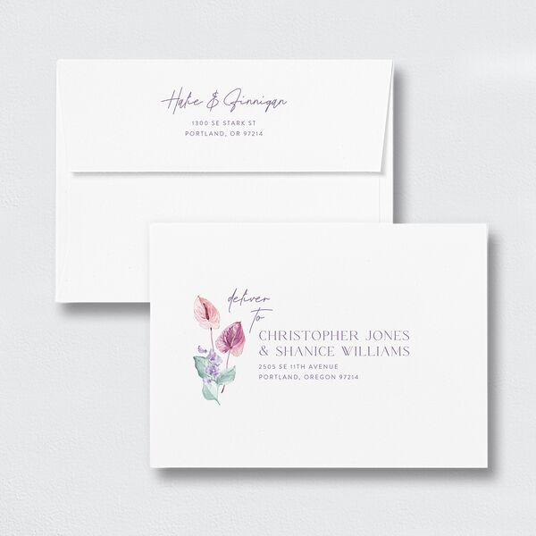 Whimsical Maximalist Floral Rehearsal Dinner Invitation Envelopes Iris White Standard Both Recipient and Return Addresses Signature