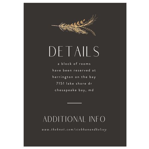 Regal Pampas Wedding Event Detail Cards Gold Charcoal Signature Standard