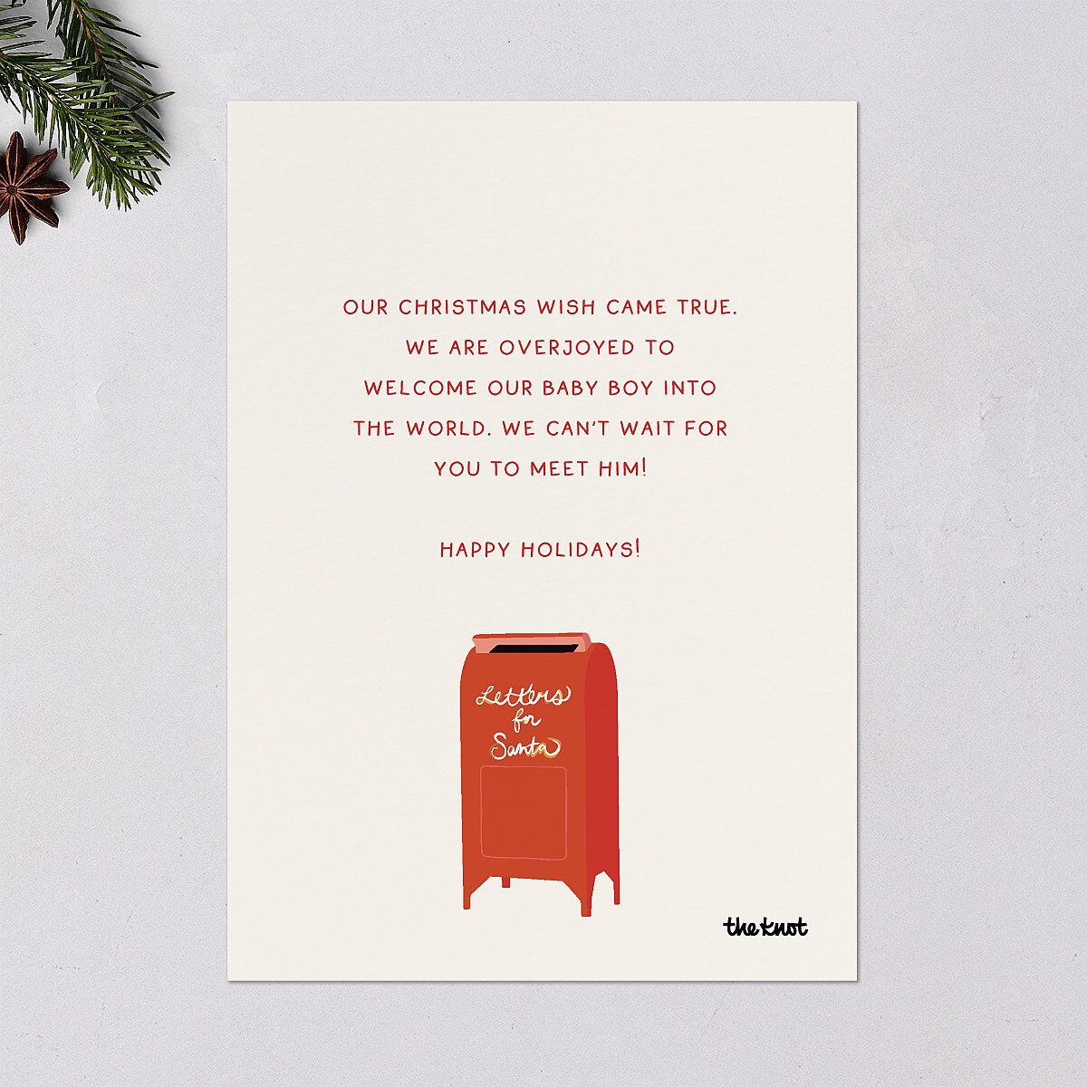 Letters to Santa Baby Announcement Holiday Cards Cotton Signature Blank Portrait Standard