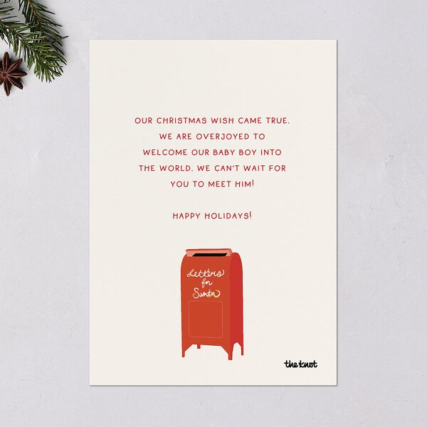 Letters to Santa Baby Announcement Holiday Cards Cotton Signature Blank Portrait Standard
