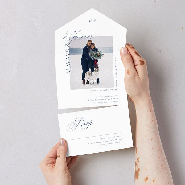 Eternal Love All-in-One Wedding Invitations Cruise Signature Light Both Recipient and Return Addresses