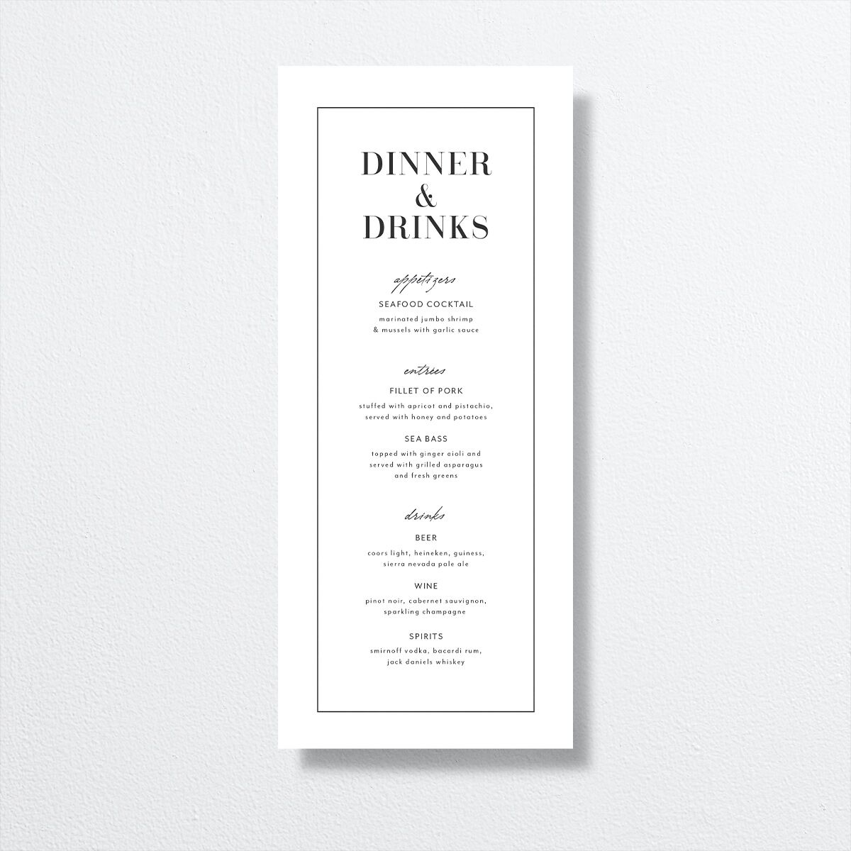 Classic Border Menus Midnight Signature