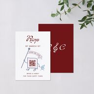 Whimsical Retro Cartoon QR Code RSVP Cards Baby Blue Signature Standard
