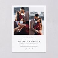 Elegant Gallery Tri Photo Wedding Invitations Pure White Signature Blank No Standard