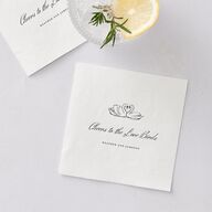 Elegant Swans Cocktail Napkins Ivory Napkin Uncoined