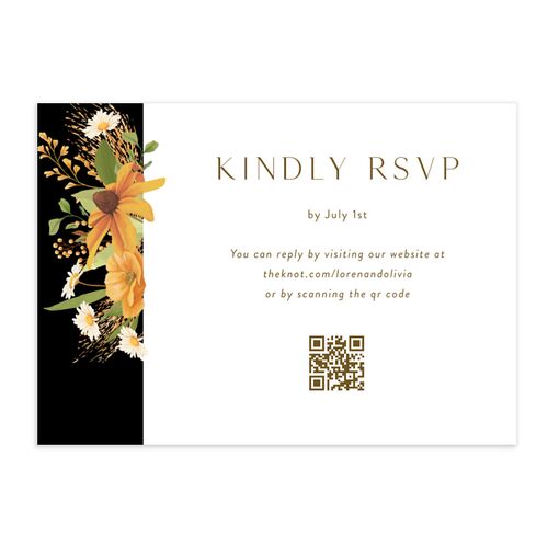 Sweet Sunflowers QR Code RSVP Cards Licorice Signature Standard